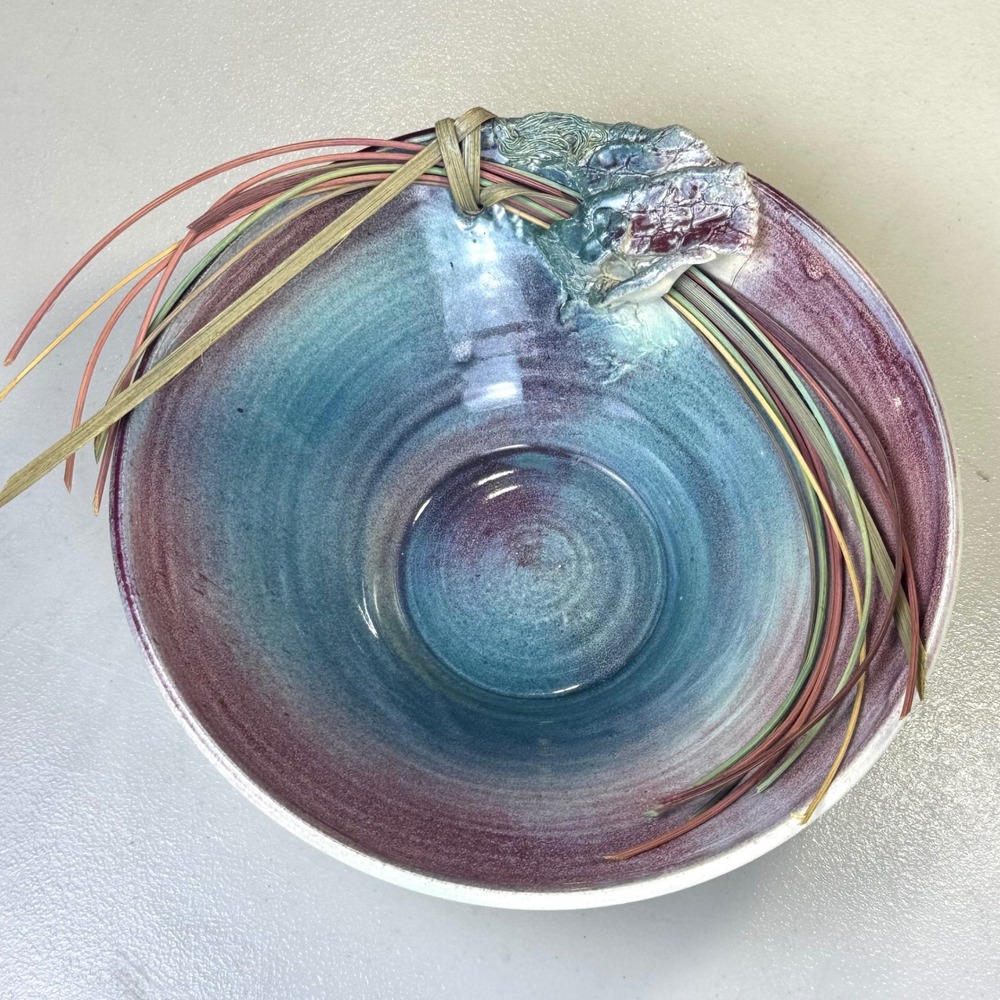Susan Fox Hirschmann Art Pottery‎ Bowl Glazed Decorative Colorful Handmade 10"